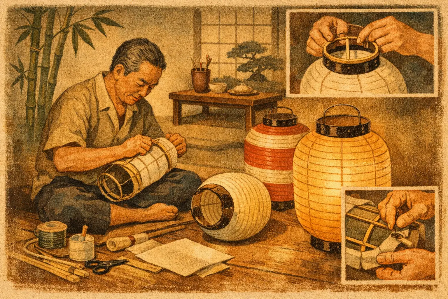 How to Make Chochin Lanterns with Bamboo and Paper